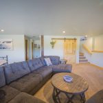 Family room with view of stairs
