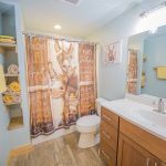 Quaint bathroom with Humorous Donkey Shower curtain