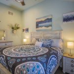 Charming bedroom with misty pines landscape wallart