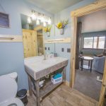 Well light bathroom with Vanity