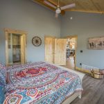 bedroom with floral bedspread